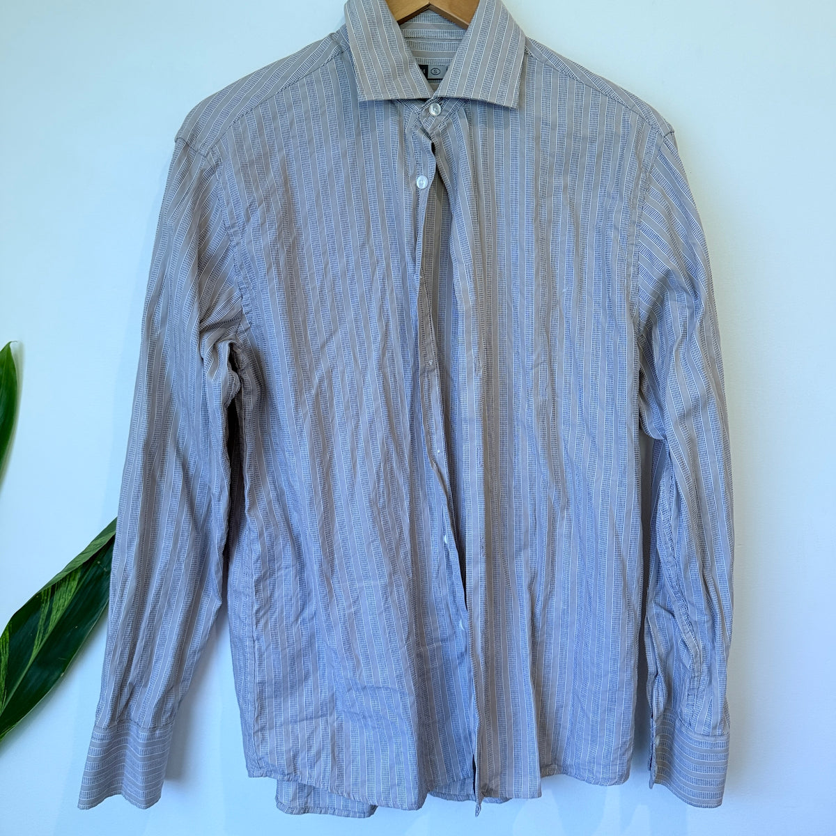 Rivergum Grey Textured Stripe Shirt Size S