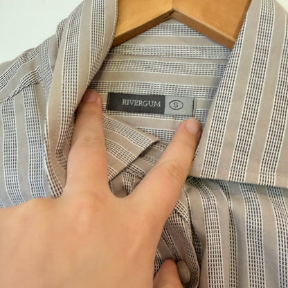 Rivergum Grey Textured Stripe Shirt Size S