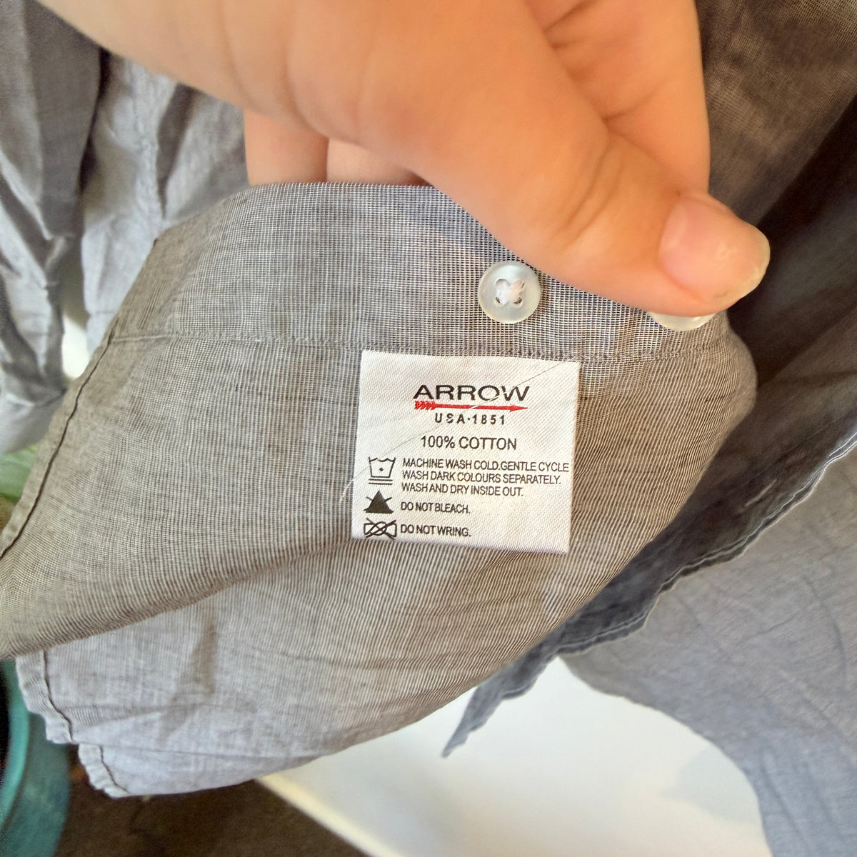 Arrow Grey Cotton Shirt Size 44 / 17