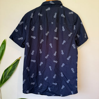 Jay Jays Navy Pineapple Print Short Sleeve Shirt Size M