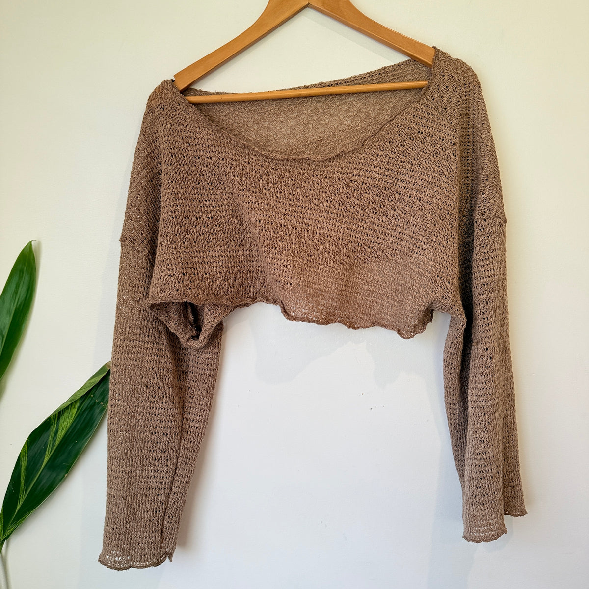 SHEIN Curve Tan Open Knit Cropped Jumper Size 0XL