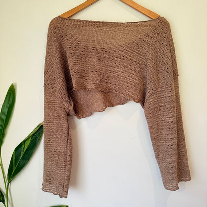 SHEIN Curve Tan Open Knit Cropped Jumper Size 0XL