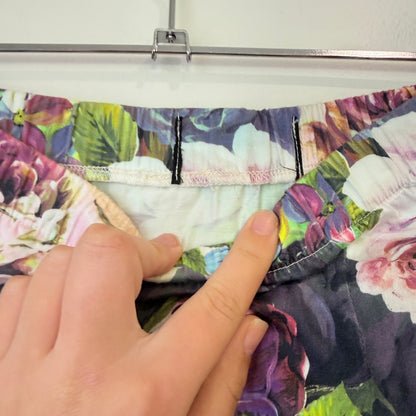 Cream Floral Print A Line Skirt - 66cm Waist