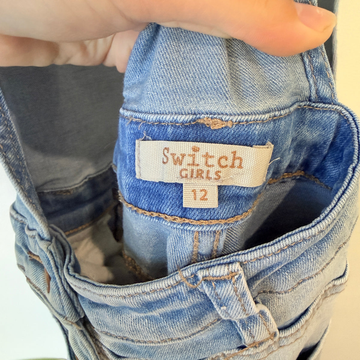 Switch Girls Light Wash Denim Dungarees Size 12