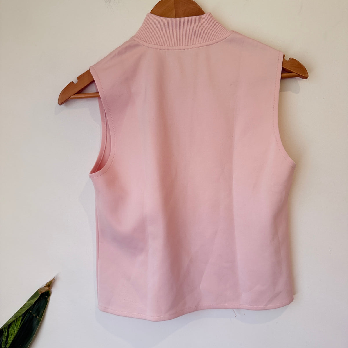 Zara Pale Pink Zip Mock Neck Sleeveless Top Size M