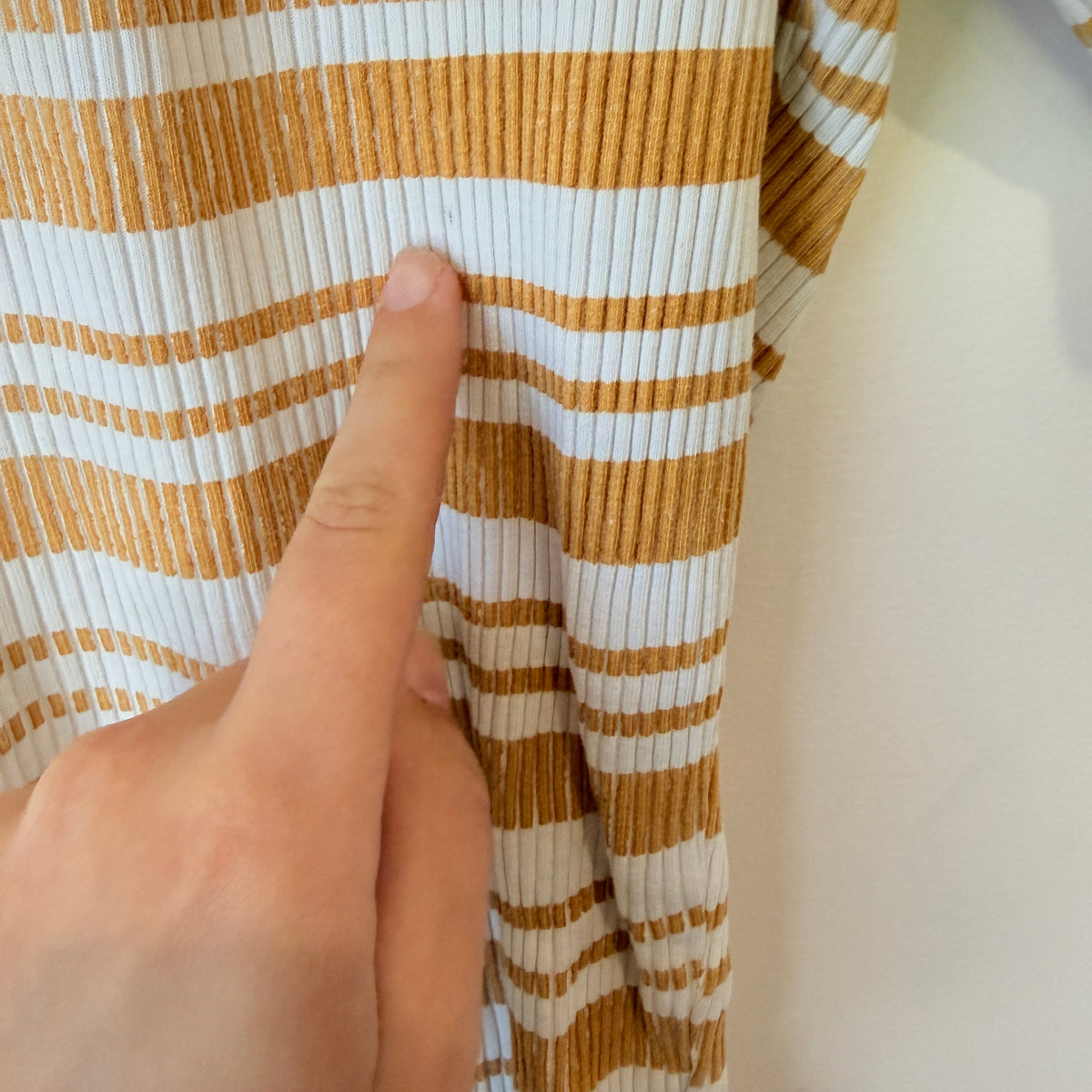 Santa Cruz Mustard and White Striped Ribbed Tee Size 12