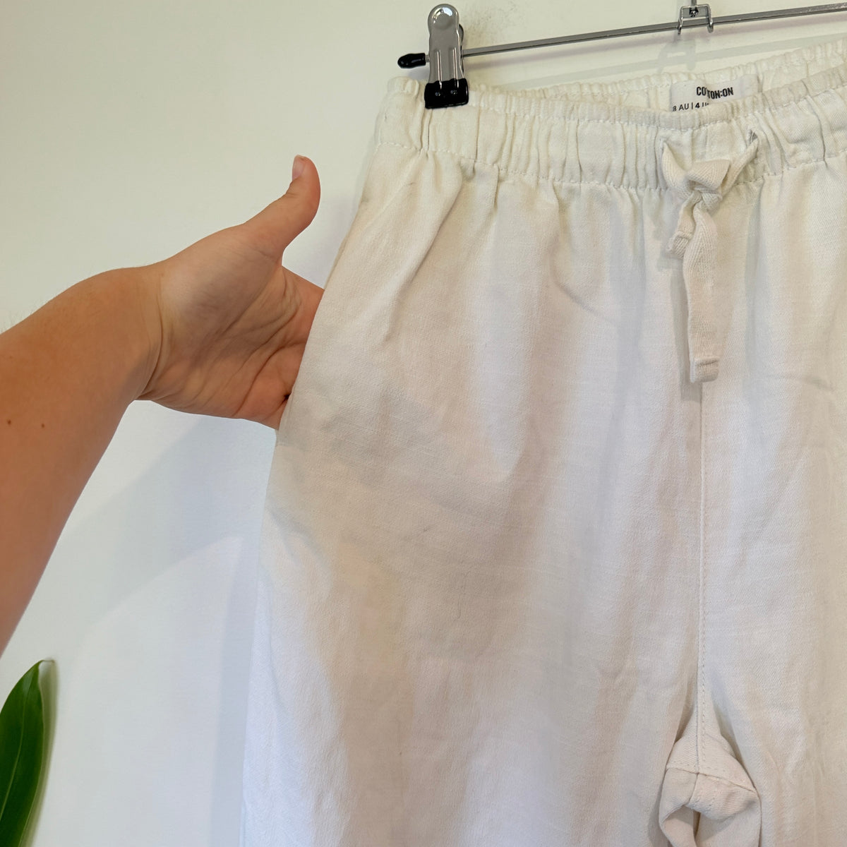 Cotton On Cream Cotton Drawstring Pants Size 8