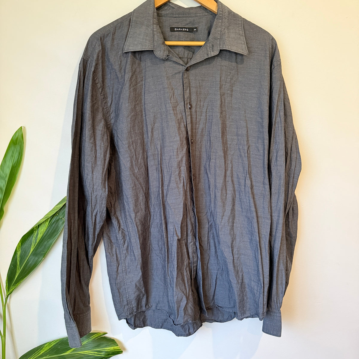 Barkers Grey Cotton Long Sleeve Shirt Size 3XL