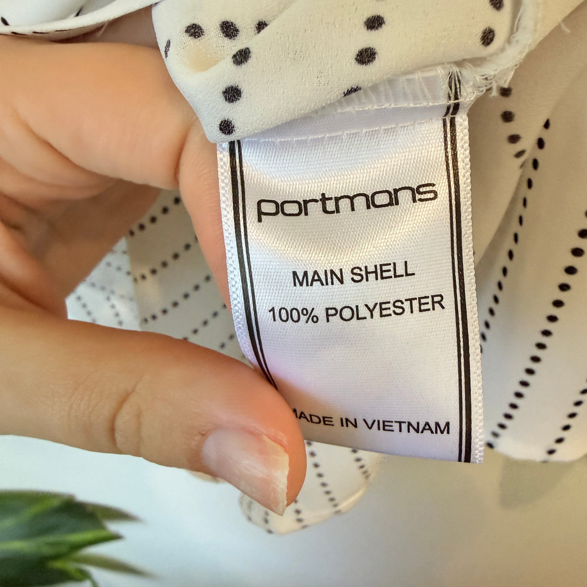 Portmans White Dot Stripe Long Sleeve Blouse Size 8