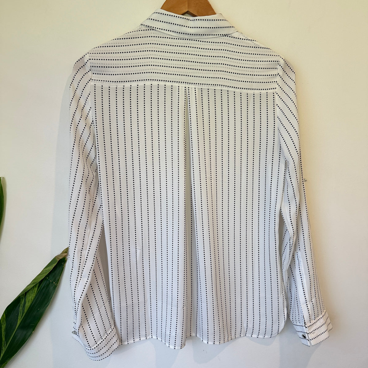 Portmans White Dot Stripe Long Sleeve Blouse Size 8