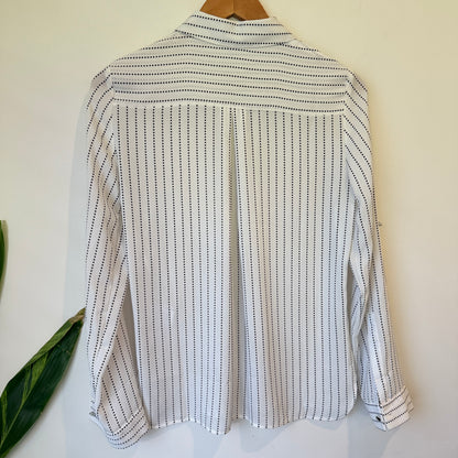 Portmans White Dot Stripe Long Sleeve Blouse Size 8