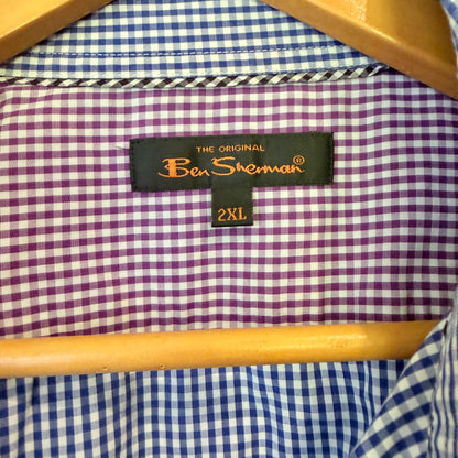 Ben Sherman Blue Gingham Check Long Sleeve Shirt Size 2XL