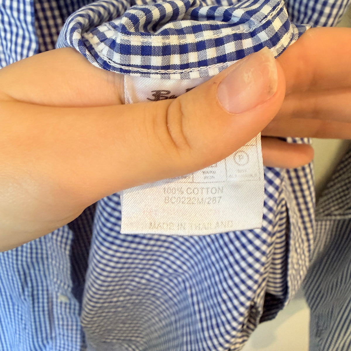 Ben Sherman Blue Gingham Check Long Sleeve Shirt Size 2XL