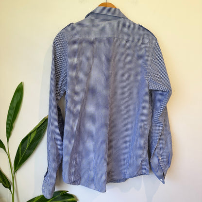 Ben Sherman Blue Gingham Check Long Sleeve Shirt Size 2XL