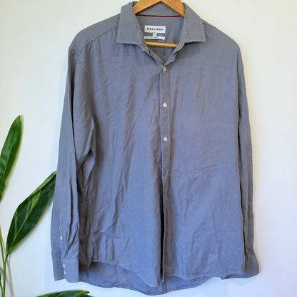 Meccano Blue Micro Check Long Sleeve Shirt Size XL