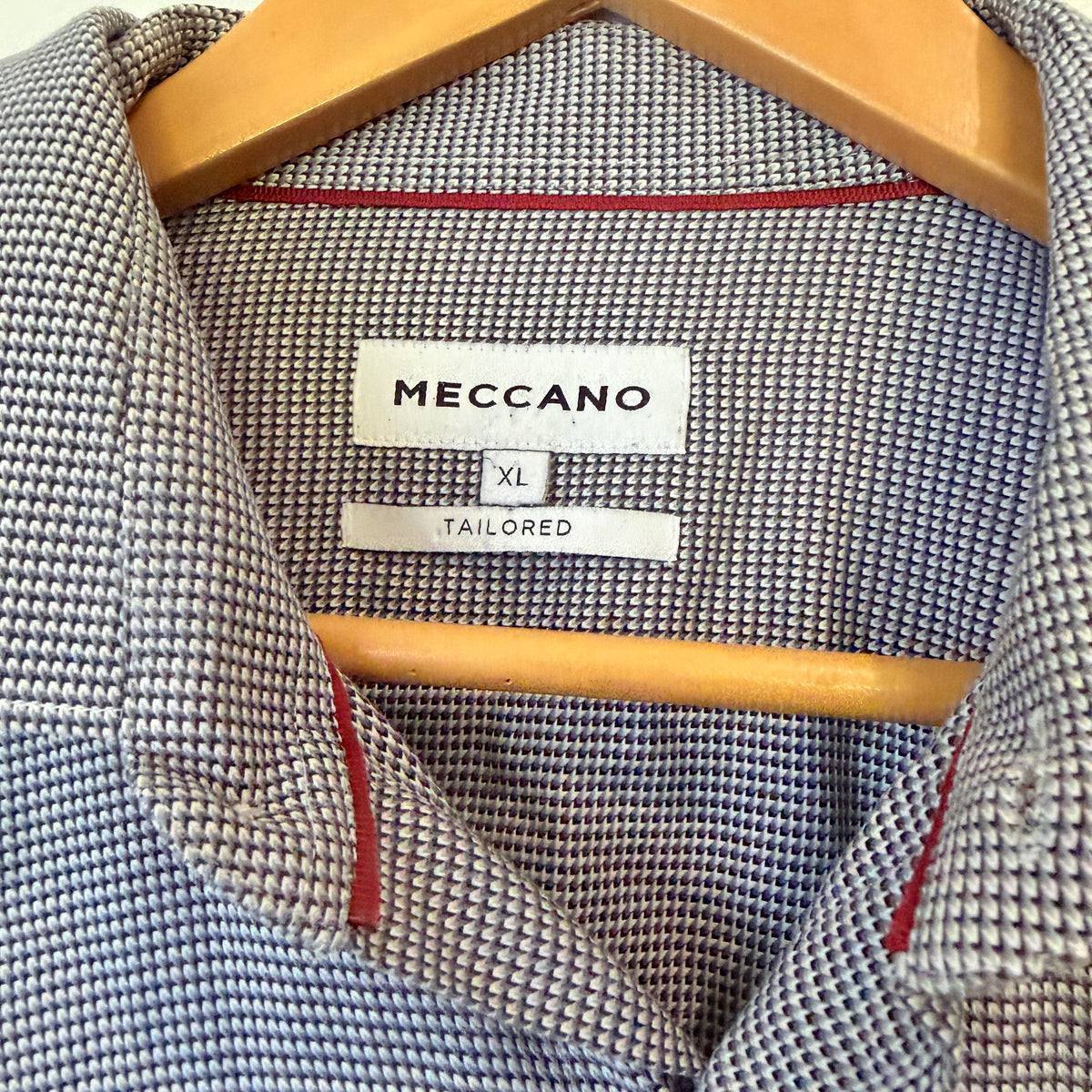 Meccano Blue Micro Check Long Sleeve Shirt Size XL