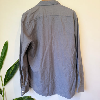 Meccano Blue Micro Check Long Sleeve Shirt Size XL