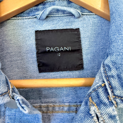 Pagani Blue Distressed Denim Jacket Size 12
