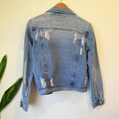 Pagani Blue Distressed Denim Jacket Size 12