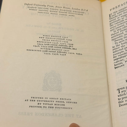 The Concise Oxford Dictionary of Current English, Fourth Edition by H. W. Fowler and F. G. Fowler 1958
