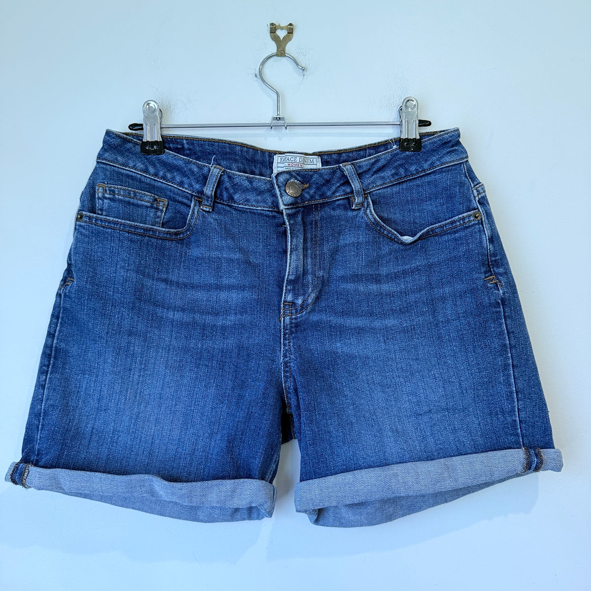 Fat Face Blue Denim Roll Cuff Shorts Size 10