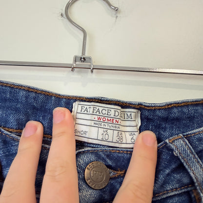 Fat Face Blue Denim Roll Cuff Shorts Size 10