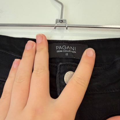 Pagani Black Lace Up Side Jeans Size 12