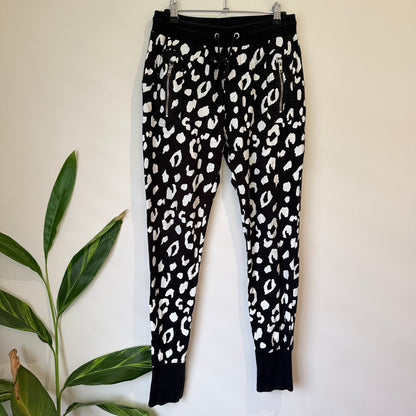 Federation Black and White Leopard Print Joggers Size S