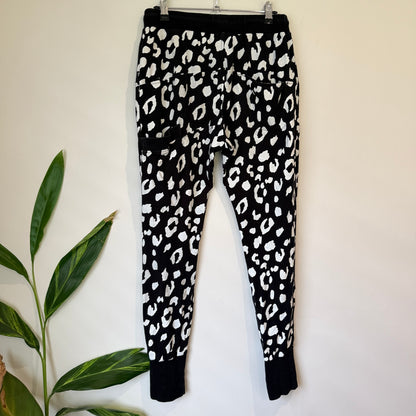 Federation Black and White Leopard Print Joggers Size S