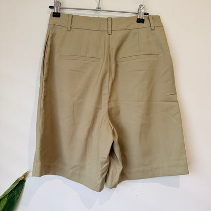 H's Huesign Beige Pleated Tailored Shorts Size S - 72cm Waist