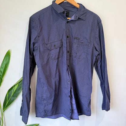 Firetrap Navy Geometric Print Long Sleeve Shirt Size M
