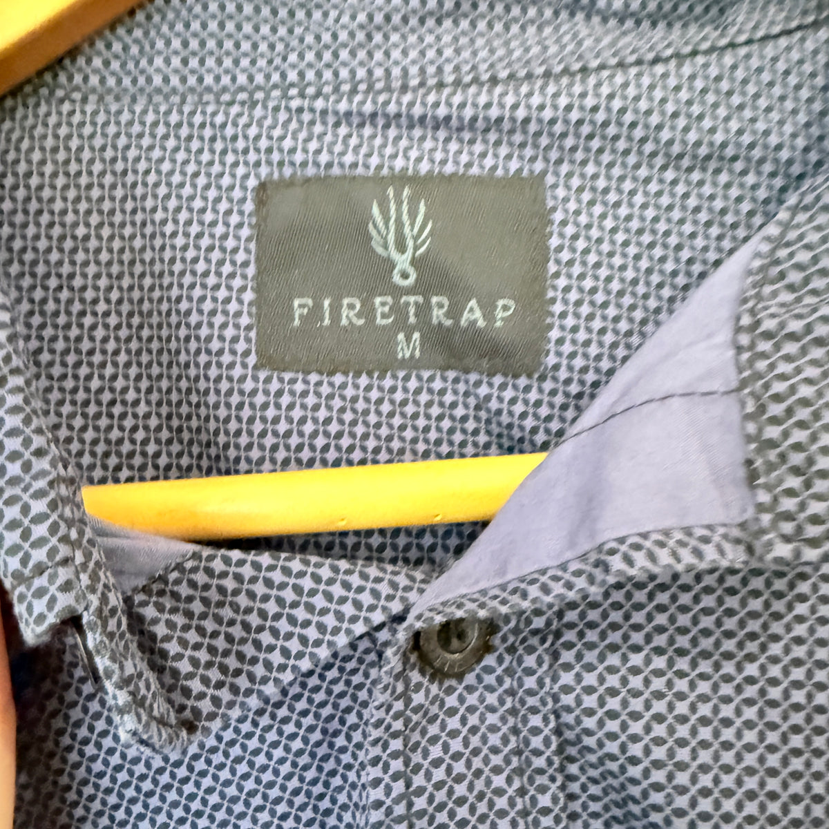 Firetrap Navy Geometric Print Long Sleeve Shirt Size M