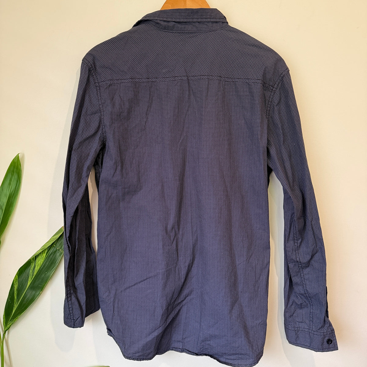 Firetrap Navy Geometric Print Long Sleeve Shirt Size M