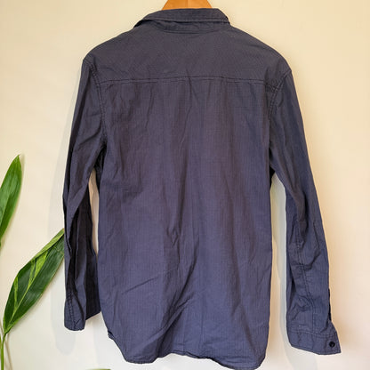 Firetrap Navy Geometric Print Long Sleeve Shirt Size M
