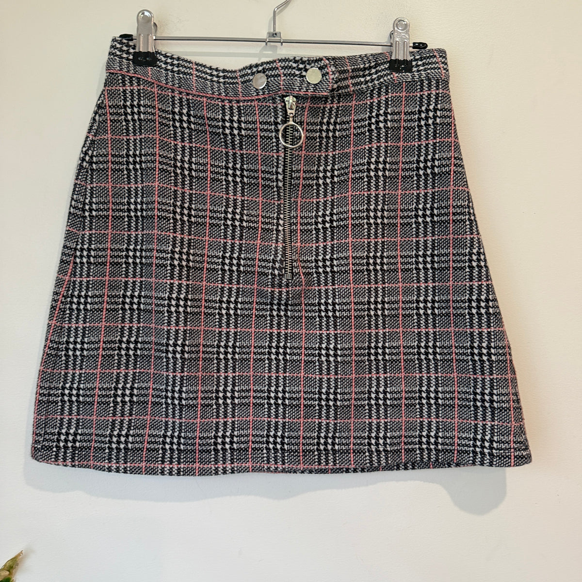 Topshop Plaid Ring Zip Mini Skirt Size 8