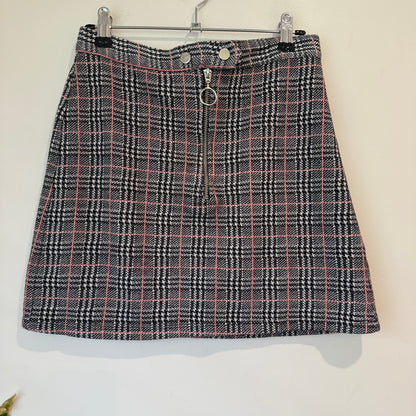 Topshop Plaid Ring Zip Mini Skirt Size 8