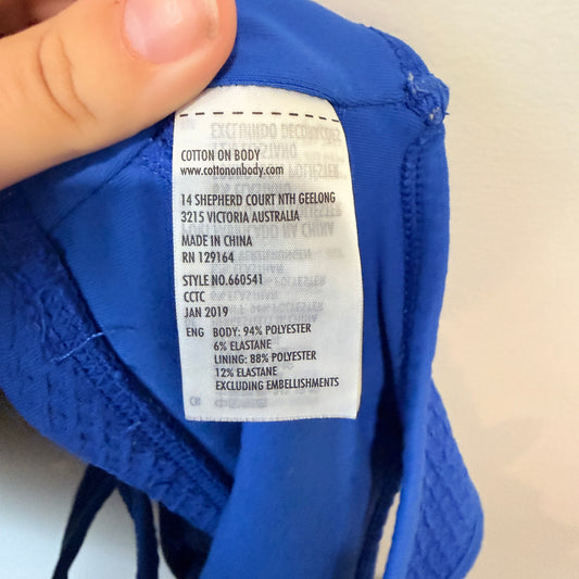 Cotton On Body Cobalt Blue Textured Sports Crop - 33cm u/arm