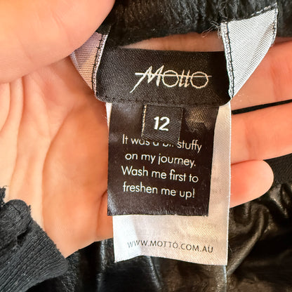Motto Black Faux Leather Pants Size 12