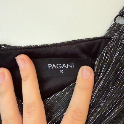 Pagani Black Metallic Strappy Wrap Dress Size 10