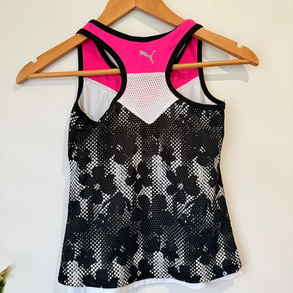 Puma Pink & Black Floral Racerback Sports Tank Girls Size S