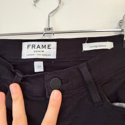 FRAME Le High Skinny Black Jeans Size 24