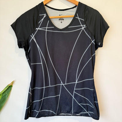 Nike Dri-FIT Black Line Print Running Tee Size M