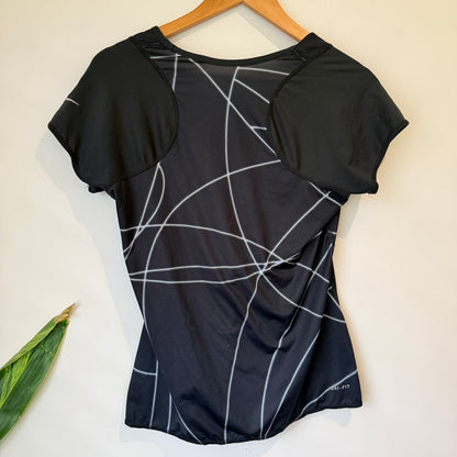 Nike Dri-FIT Black Line Print Running Tee Size M
