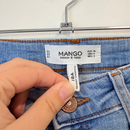 Mango Light Wash Isa Skinny Cropped Jeans Size 8