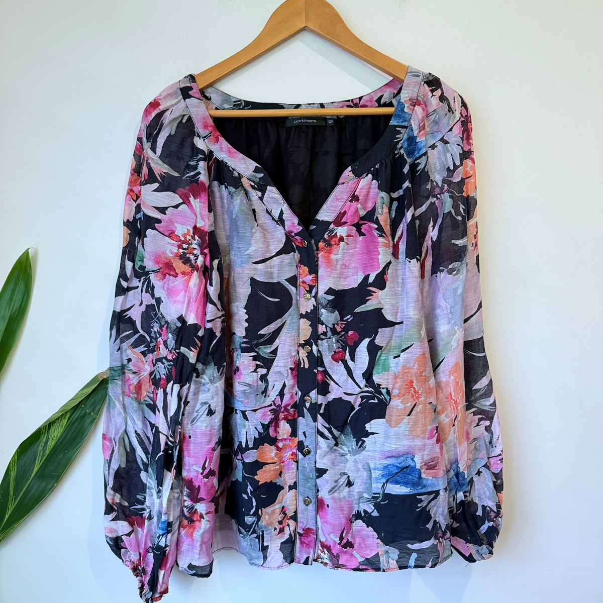 Portmans Floral Long Sleeve Blouse Size 12