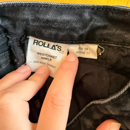 Rolla's Westcoast Ankle Washed Black Skinny Jeans Size 29