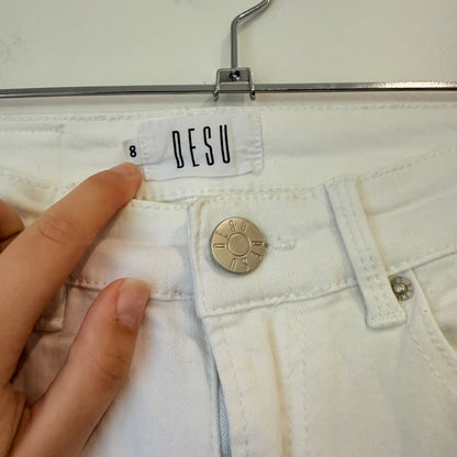 Desu White Ripped Knee Skinny Jeans Size 8
