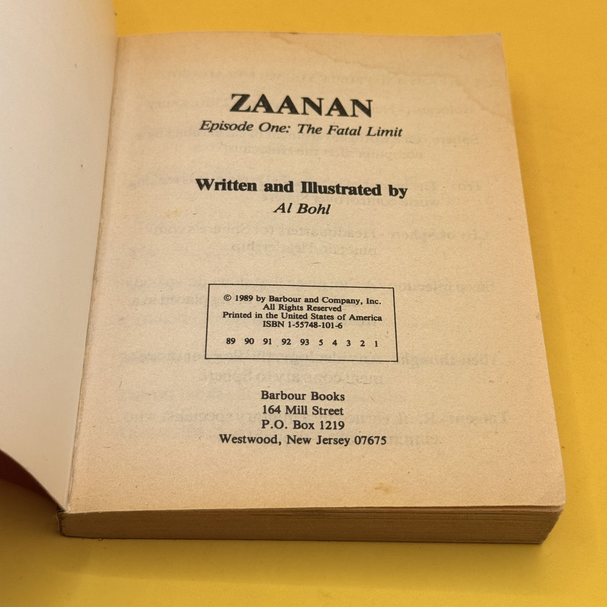 Zaanan: Episode One—The Fatal Limit by Al Bohl 1989