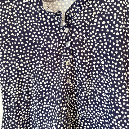 Episode Size 8 Navy Heart Print Frill Sleeve Blouse