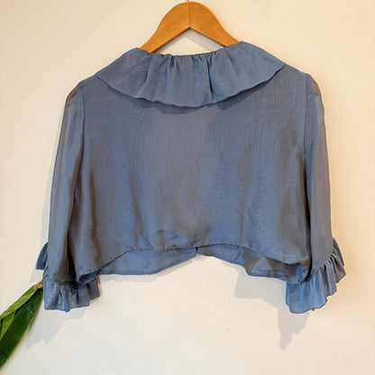 Dusty Blue Sheer Ruffle Collar Bolero | U/Arm to U/Arm 52cm